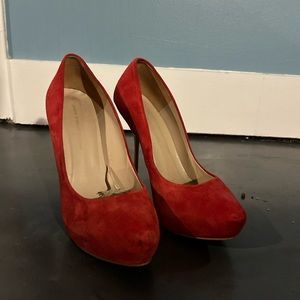 Red platform heels